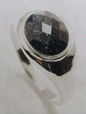 Blue Goldstone 925 Sterling Silver Size 9.5
